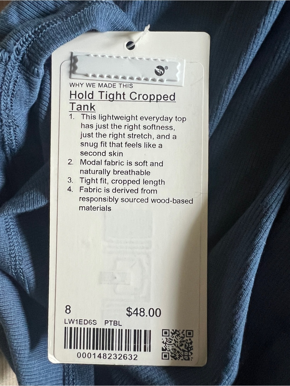 NWT lululemon Slate Blue Ribbed Racerback cropped Tank - Picture 4 of 4